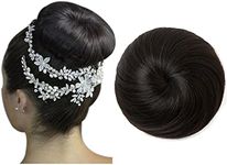 SARLA Black Brown Hair Bun Extension Updo Drawstring Ballet Buns Hair Pieces for Women Girls Lady Synthetic Donut Chignon