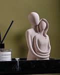 HYFAN Love Statue Hugging Couple Ceramic Decor Romantic Ornament Figurine Gift Meaningful Sculpture for Bedroom Home Office Shelf Desktop Decoration (Grey)