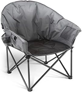 ARROWHEAD OUTDOOR Oversized Heavy-Duty Club Folding Camping Chair w/External Pocket, Cup Holder, Portable, Padded, Moon, Round, Saucer, Supports 330lbs, Carrying Bag, USA-Based Support