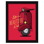 ArtX Paper Motivational Quote Life is a Beautiful Ride Wall Frame Art Painting, For Living Room, Drawing Room, Multicolor, Motivational, 10.0 X 13.0 inches, Set of 1