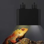 AMZTEMU Max 150W Dual Reptile Heat Lamp Fixture, Reptile Light Fixture for Reptile Dome Lamp Shade, E27 Reptile Turtle Heat UVA/UVB Bulb Lamp Light Holder(UK Plug)(Without Bulb)