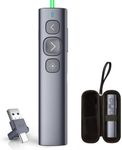 Norwii N95 Presentation Clicker, PowerPoint Clicker for Presentation Remote, Rechargeable Wireless Presenter Pointer, Slide Advancer for PC/Laptop/e-Book (BLE&USB-A&C, Green Light)