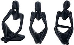 TYBBLY 3 Pcs Thinker Statue Black A