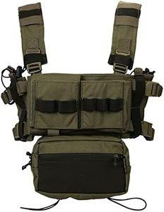 Airsoft Molle Chest Rig with YKK Zipper Mag Pouches Modular Micro Tactical 500D Nylon Vest for Hunting Training Cosplay, Ranger Green