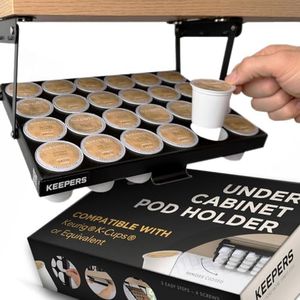 COFFEEKEEPERS KEEPERS Under Cabinet K Cup Holder with Swing-Down Access – Space-Saving Coffee Pod Holder and K Cup Organizer for 24 Pods – Steel Coffee Pod Organizer with Easy DIY Installation
