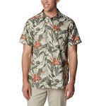 Columbia Mens Silver Ridge Utility Lite Novelty Short Sleeve Shirt, Ancient Fossil Floriculture, M