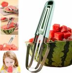 3-in-1 Watermelon Fork Slicer Cutter,Stainless Steel Watermelon Popsicle Cutter Watermelon Cutter Slicer Tool Melon Cutter Knife Portability Fruit Fork for Camping Kitchen Gadgets
