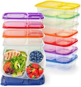 YOUEON 14 Pack Bento Lunch Boxes, 3 Compartments Plastic Lunch Boxes for Kids, Reusable Meal Prep Containers with Lids, Divided Snack Food Storage Boxes for Traveling, Work, School, Picnic, 7 Colors