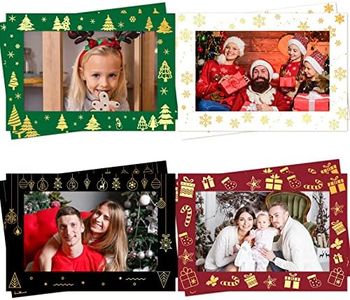 ceiba tree Christmas Photo Frame Cards 40 Pack Gold Foil Holiday Greeting Card with Envelopes