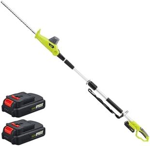 DEWINNER Cordless Pole Hedge Trimmer, Telescopic Long Reach Extendable Cutter for Hedges, with 2 Batteries 20 V 2Ah and Charger, Blade Length 46 cm, Shoulder Strap, Adjustable Head, Dual Action