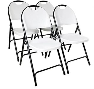 Chaise Pliante en Plastique de 160kg, Chaise Pliante empilable, Chaise Pliante légère - Ensemble de 4 pièces, Blanche