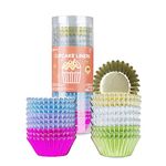 Parmedu 360pcs Metallic Foil Cupcake Liners - 1.25 Inches Mini Paper Muffin Liners, Thick & Sturdy, Oil Resistant - 6 Colors Baking Cups Cupcake Wrappers, Model BK007