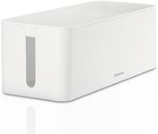 Hama Maxi Cable Box with Lid and Rubber Feet (Organiser to Prevent Tangled Cables, Storage Box for Hiding Power Strips, Adapters & Cables, Protection of Children and Animals) White