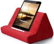 Soft Tablet Stand Pillow with Pocket,Tablet Cushion Stand,Adjustable 3 Viewing Angle,Lazy Holder Stand for Bed Sofa,Compatible with iPads Tablets eReaders Smartphones Books Magazines（Wine red）…