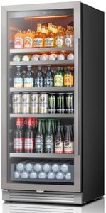 Ca'Lefort Beverage Refrigerator 24 Inch, 238 Cans Tall Fridge with Double Glass Door, Built-in or Freestanding Drink Cooler with Amber LED Light, Beverage Fridge for Kitchen Bar Office(Left-Hinged)