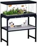 Azaeahom 10-20 Gallon Fish Tank Stand, Metal Aquarium Stand with Adjustable Non-Slip Foot and Wooden Shelf, Reptile Tank Stand Easy to Assemble for Home Office, Firm and Steady(Tank not Included)