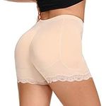 Joyshaper Lace Bum and Hip Enhancer Panties For Women Padded Buttock Butt Lifter Shapewear Bum Lift Pants Underwear Booty Lifting Boyshorts Hip Pads Boxers Control Knickers BBL Shorts Beige M