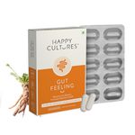 VELBIOM Happy Cultures Gut Feeling Digestion Supplement Unique Blend Of Probiotics For Daily Digestive Health B-Vitamins Gut Digestion, Clinically Tested, For Men - 30 Veg Capsules