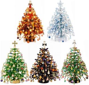 Lifmagic DIY Beaded Christmas Tree Kit, Lighted Crystal Bead Holiday Craft Set for Adults, Handmade Tabletop Christmas Decor (Multi)