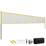 SPORTNOW Portable Volleyball Net Set with Adjustable Height Steel Poles, Professional Volleyball System for Garden and Outdoor Beach, Includes Ball, Boundary Line, Carrying Bag