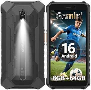 Rugged Smartphone, Ulefone RugKing 2 Pro Android 16 Unlocked Cell Phone, 8(4+4) GB+64GB, 5.45 inch HD+, 13MP+5MP Camera, 4550mAh, Water-Lock, Dock Charging, Al Assistant(Gemini), Face Unlock - Black