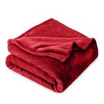 Bare Home Microplush Velvet Fleece Blanket - Twin/Twin Extra Long - Ultra-Soft - Luxurious Fuzzy Fleece Fur - Cozy Lightweight - Easy Care - All Season Premium Bed Blanket (Twin/Twin XL, Red)