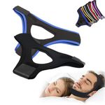 Air Flow Jaw Strap for Sleep Apnea, Veralabs Airflow Jaw Strap, Air Flow Jaw Strap Veralabs, Breathable Snoring Chin Sleep Strap, Adjustable Chin Strap for Men and Women (Black+Blue)