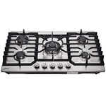 30 Cooktop gas, 5 Burners gas cooktop 30 inch,Gas Stove Gas Hob Stovetop Stainless Steel Cooktop Cast Iron Grates Built-in Gas Stove Top LW5S01A LPG/NG Gas Cooktop