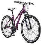 Schwinn GTX 1.0 Comfort Adult Hybrid Bike for Men and Women, Dual Sport Bicycle, 700c Wheels, 17.5-Inch Step-Through Aluminum Frame, 21-Speed Twist Shifters, Alloy Linear Pull Brakes, Purple