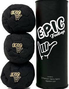 Epic Hacky Sack Balls, 3 Footbag Gift Set with Storage Tube