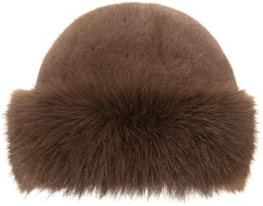 Dufnfn Women's Faux Fur Bucket Hat - Winter Warmth Bucket Hat Fluffy Snow Hat Fuzzy Fisherman Cap Warm Cute（Brown）