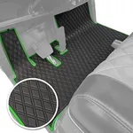 Xtreme Mats Golf Cart Floor Mat Compatible with Yamaha Drive2, Full Coverage Golf Cart Floor Liner Mat - Fits Yamaha Drive2 Models Only (2017-2023) & UMAX Rally 4x4 - Black with Green Trim