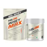 FUELONE Whey Max (Chocolate, 1kg / 2.2lbs) | Whey Protein Concentrate & Whey Protein Isolate | 27g Protein & Creatine Monohydrate (Unflavoured, 100g, 33 Servings) | Combo Pack