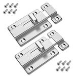 Natuce Door Bolts, 2 Pieces Stainless Steel Latch Sliding Door Lock, Surface Mounted Slide Bolt for All Types of Internal Doors