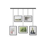 Umbra Exhibit Picture Frame Gallery Set Adjustable Collage Display for 5 Photos, Prints, Artwork & More (Holds Two 4 x 6 inch and Three 5 x 7 inch Images), 5 Opening, Black