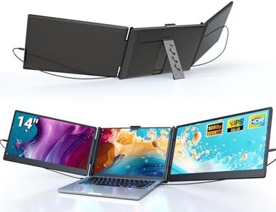 Ygretyrjh Laptop Screen Extender, 14" Triple Portable Monitor for Laptop, 1080P FHD IPS Screen Extender Monitors for 13"-17", Travel Monitor for Mac/Windows/Chrome, Built-in Speakers