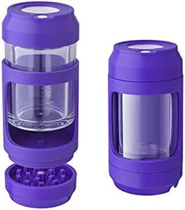 Free Boy Manual Spice Herb Grinder with Light-Up LED Storage Jars,8 times Magnifying Viewing jar,Stash Jar and Grinding-Purple