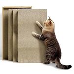 Navaris Cardboard Cat Scratcher Set - Scratching Card Board Mat for Indoor Cats - 17.72" x 9.65" x 5.12" (45 cm x 24.5 cm x 13 cm) - Pack of 4 Scratch Pads