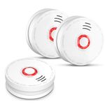 Photoelectric Smoke Detector and Smoke Alarm Battery Operated, UL Listed Sensor Fire Alarms with Test Button for Home Depot Hotel School, 10 Year Smoke Detector 3 Pack