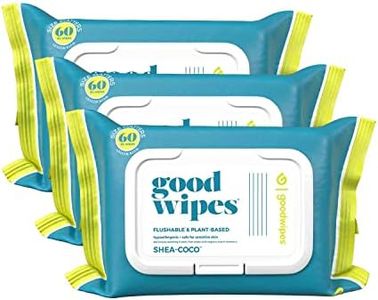 Goodwipes Flushable & Biodegradable Wipes with Botanicals, Dispenser for At-Home Use Safe, Shea-Coco with Aloe, Septic and Sewer Safe, 180 count (3 packs) - Never Dries Out