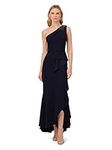 Adrianna Papell Women's Beaded Knit Crepe Gown, Midnight, 16