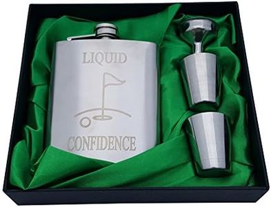 Palm City Products Golf Flask Gift Set - 7 oz Flask Engraved with Liquid Confidence