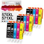 ejet 15-Pack 570 571XL Compatible Ink Cartridge Replacement for Canon PGI-570XL CLI-571XL for MG5750 TS5050 MG5700 MG5751 MG5753 MG6800 MG6850 MG6851 TS5051 TS5053 TS5055 TS6050 TS6051(PGBK B/C/M/Y)