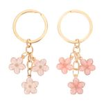 Ouligay 2pcs Cute Keychain Flower Gold Keychain Bag Charm Cute Car Accessories Keys Bag Accessories For Women Gift (Pink And White)