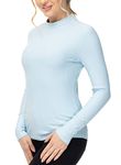 TBMPOY Women's Fleece Thermal Tops Turtleneck Long Sleeve Running Shirts Underwear Base Layer Activewear CA Light Blue S