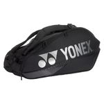 Yonex Pro Racquet Bag 6, Multi-Compartment 6-Racket Tennis Gear Sports Travel Pack, Backpack Carry Straps/Grab Handle, Black