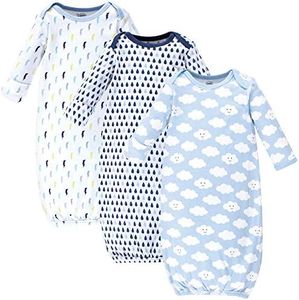 Luvable Friends Baby Girls' Cotton Gowns, Boy Clouds, Preemie-Newborn