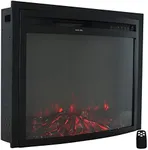 Sunnydaze Contemporary Comfort 28-Inch Indoor Electric Fireplace Insert - 9 Color Options for Flames/Logbed - Black Finish