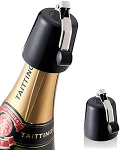 Guokoo Wine Bottle Stoppers, Beverage stopper with expandable silicone, Reusable Wine Stopper for Wine Champagne Beer Saver Sealer-(Black-1pack)