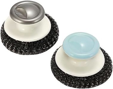 2PCS-Stainless Steel Wool Scrubber with Handle,Heavy Duty Dish Scrubber Cleaning Cleaning Brush for Pots, Pans, Grills, Sink